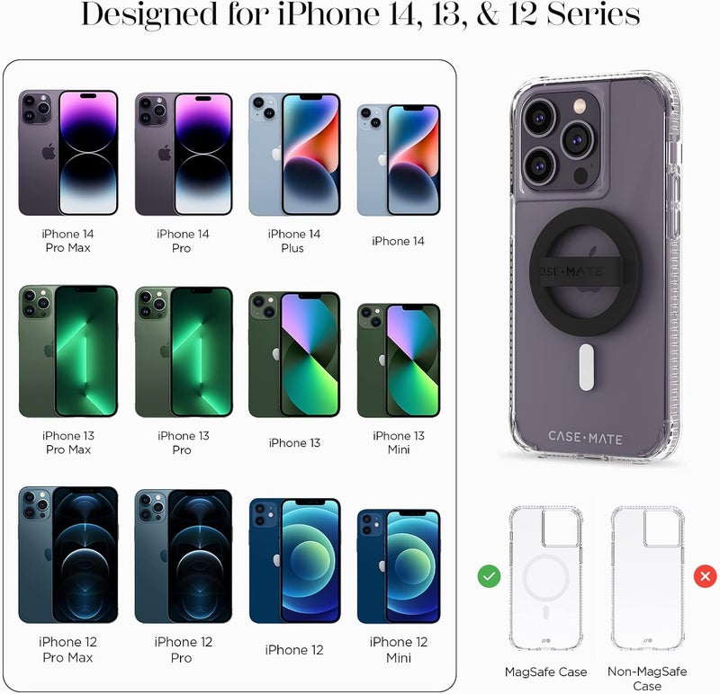 Casemate قبضة هاتف مغناطيسية حلقة مغSafe - حامل قابل للفصل لليد - قبضات مغSafe رقيقة للغاية وقابلة للطي لظهر الهاتف لهاتف iPhone 17 Pro Max/16 Pro Max/15/14/13/S25 Ultra - أسود - Image 2